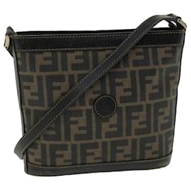 Fendi-FENDI Zucca Canvas Shoulder Bag PVC Leather Brown Auth fm1605-Brown