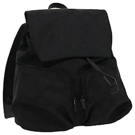 Gucci-GUCCI GG Canvas Backpack Nylon Black Auth am2748g-Black