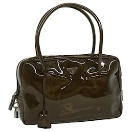 Prada-PRADA Shoulder Bag Enamel Brown Auth fm1573-Brown