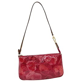 Louis Vuitton-LOUIS VUITTON Vernis Ikat Pochette Accessoires Pouch Red Pink M90042 Auth rh254-Pink,Red