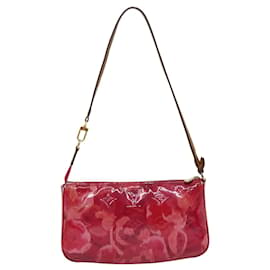 Louis Vuitton-LOUIS VUITTON Vernis Ikat Pochette Accessoires Pochette Rouge Rose M90042 Auth rh254-Rose,Rouge