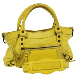 Balenciaga-BALENCIAGA City Bag Hand Bag Leather 2way Yellow Auth am2767g-Yellow