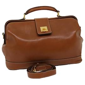 Céline-CELINE Hand Bag Leather 2Way Brown Auth am2746g-Brown