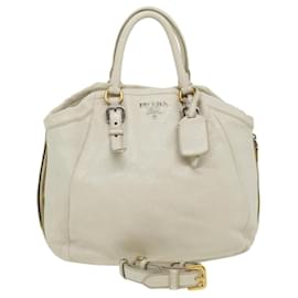 Prada-PRADA Hand Bag Leather 2way White Auth gt2830-White