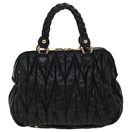 Miu Miu-MiuMiu Matelasse Hand Bag Leather 2way Black Auth fm1623-Black