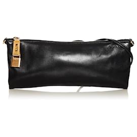 Prada-Prada Black Leather Shoulder Bag-Black