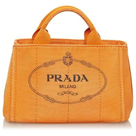 Prada-Prada Orange Canapa Logo Handbag-Orange