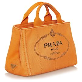 Prada-Prada Orange Canapa Logo Handbag-Orange