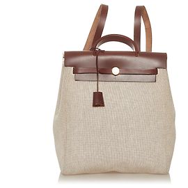 Hermès Hermes Brown Herbag Canvas Rucksack Braun Beige