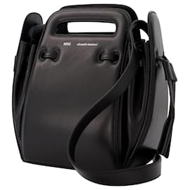Ami-Accordion Bucket Bag in Black-Black