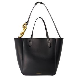 JW Anderson Bolsa pequena com alça de corrente em couro preto Preto