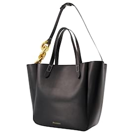 JW Anderson-Small Chain Strap Tote Bag in Black Leather-Black
