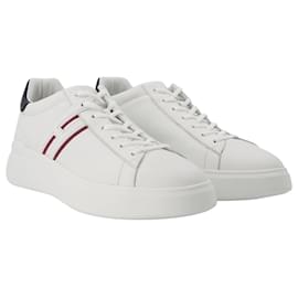 Hogan-Allacciato Slash H Sneakers in White Canvas-White