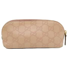 Gucci-GUCCI Guccissima Pouch Leather Pink Auth yk4897-Pink