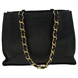 Chanel-CHANEL Coco Chain Shoulder Bag Leather Black CC Auth fm1608-Black