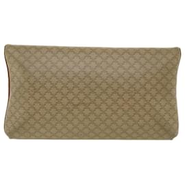 Céline-CELINE Macadam Canvas Clutch Bag PVC Leather Beige Auth cl142-Beige