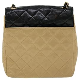 Chanel-CHANEL Matelasse Chain Shoulder Bag Lamb Skin Beige CC Auth bs2010-Beige