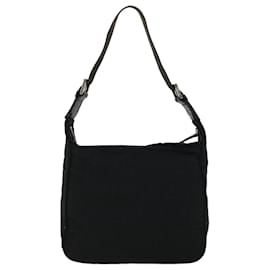 Fendi-FENDI Mamma Baguette Zucca Canvas Shoulder Bag Nylon Black Auth rd2785-Black
