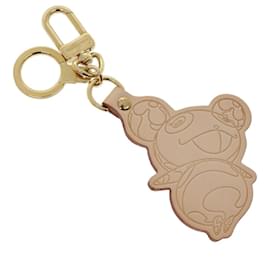 Louis Vuitton-LOUIS VUITTON Panda Charm Leather Beige Gold LV Auth hk466-Beige,Golden
