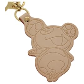 Louis Vuitton-LOUIS VUITTON Panda Charm Leather Beige Gold LV Auth hk466-Beige,Golden
