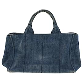 Prada-PRADA Canapa MM Tote Bag Denim 2way Blue Auth th2908-Blue