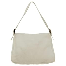 Fendi-FENDI Mamma Baguette Shoulder Bag Leather White Auth bs1984-White