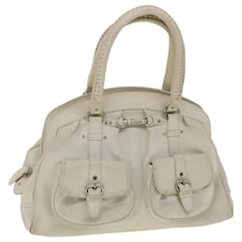 Christian Dior-Christian Dior Shoulder Bag Leather White Auth gt2766-White