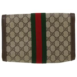 Gucci-GUCCI GG Canvas Web Sherry Line Clutch Bag Beige Red Green Auth bs2000-Red,Beige,Green
