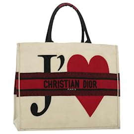 Christian Dior-Christian Dior amour heart Hong Kong Limited Tote Bag Canvas Red Auth bs2088-Red