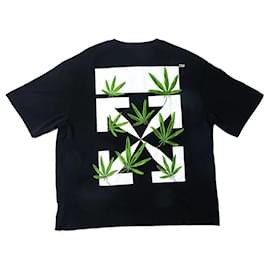 Off White-Off-White Weed Arrows-Print T-Shirt der neuen Saison-Schwarz