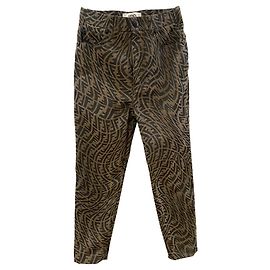 Pantalones Fendi Fisheye FF Logo Marrones Algodón Castaño