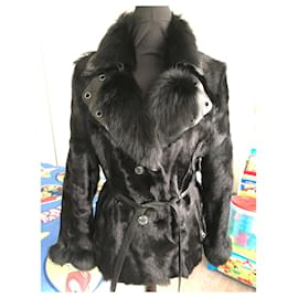 Giorgio-Giorgio real fur jacket black size 38 neuf-Black