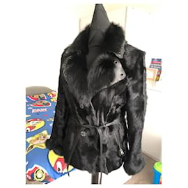 Giorgio-Giorgio real fur jacket black size 38 neuf-Black