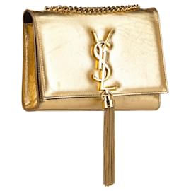 Yves Saint Laurent-YSL Gold Classic Kate Tassel Leather Crossbody Bag-Golden
