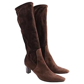 Salvatore Ferragamo-Salvatore Ferragamo Knee High Boots in Brown Suede -Brown