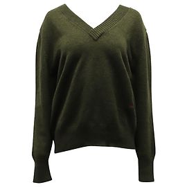 Victoria Beckham Pullover mit V-Ausschnitt aus grünem Kaschmir Grün