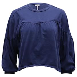 Autre Marque-Apiece Apart Vida Geraffte Bluse aus Marineblauer Baumwolle-Blau,Marineblau