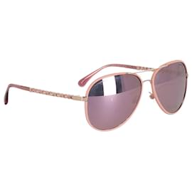 Chanel-Chanel Aviator Sunglasses in Pink PVC-Pink