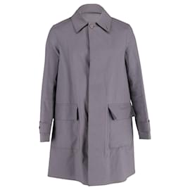 Balenciaga-Balenciaga Mackintosh Coat in Grey Cotton-Grey