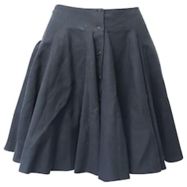 Alaïa-Alaia Pleated Mini Skirt in Black Cotton -Black