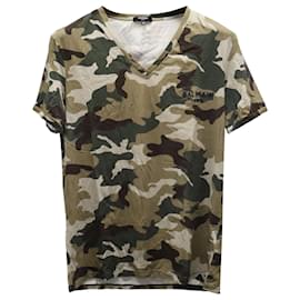 Balmain-Balmain Camouflage Stretch T-Shirt in Green Cotton-Other