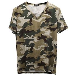 Camiseta elástica de camuflaje de Balmain en algodón verde Otro