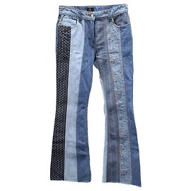Etro Patchwork Flared Jeans aus blauer Denim-Baumwolle Blau