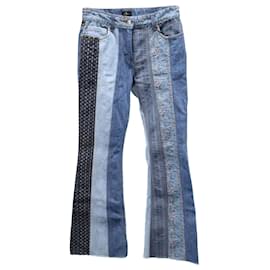 Jeans Flared Etro Patchwork em Algodão Azul Denim Azul