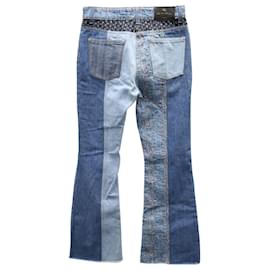 Etro-Jeans a zampa Etro Patchwork in cotone blu denim-Blu