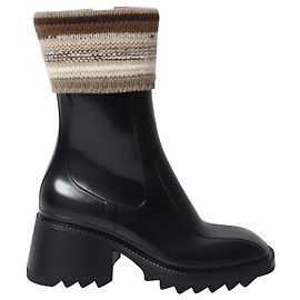 Chloé Chloe Betty Sock Rainboots in Black PVC Black