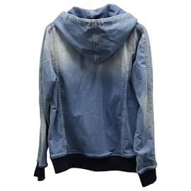 Balmain-Balmain Zippered Denim Jacket in Blue Cotton-Blue