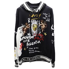 Dolce & Gabbana Jersey-Sweatshirt mit Engelsaufdruck und Kapuze aus schwarzer Baumwolle Andere