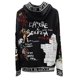 Dolce & Gabbana-Dolce & Gabbana Hooded Angels Printed Jersey Sweatshirt In Black Cotton-Other