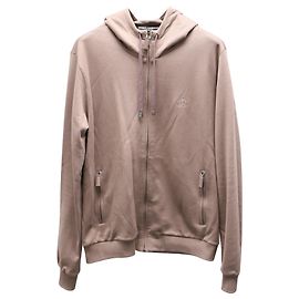 Dolce & Gabbana Sweat à Capuche Zippé Brodé en Coton Marron Marron Beige